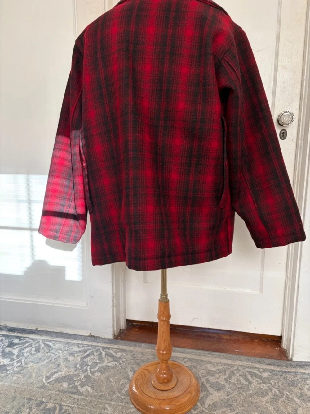 Woolrich Red and Black Plaid Military Field Jacket - Picture 3 of 10